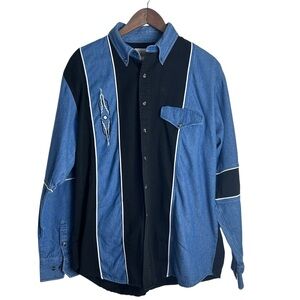 Vintage EXPRESS RIDER Ranchero Shirt Mens Size L Southwestern Aztec Cowboy